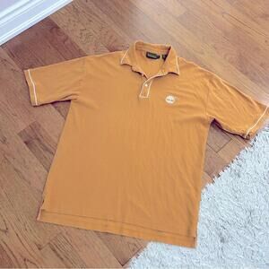 Timberland Knit Polo Shirt w Chest Logo, mustard khaki, size large